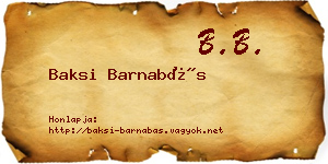Baksi Barnabás névjegykártya